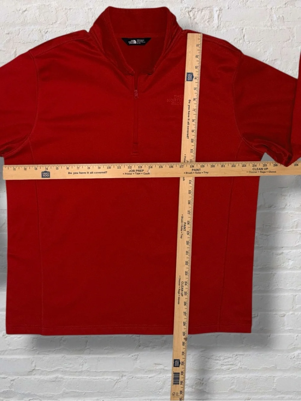 The North Face Mens XL Red Quarter Zip Fleece Pullover Jacket Logo Sweatshirt